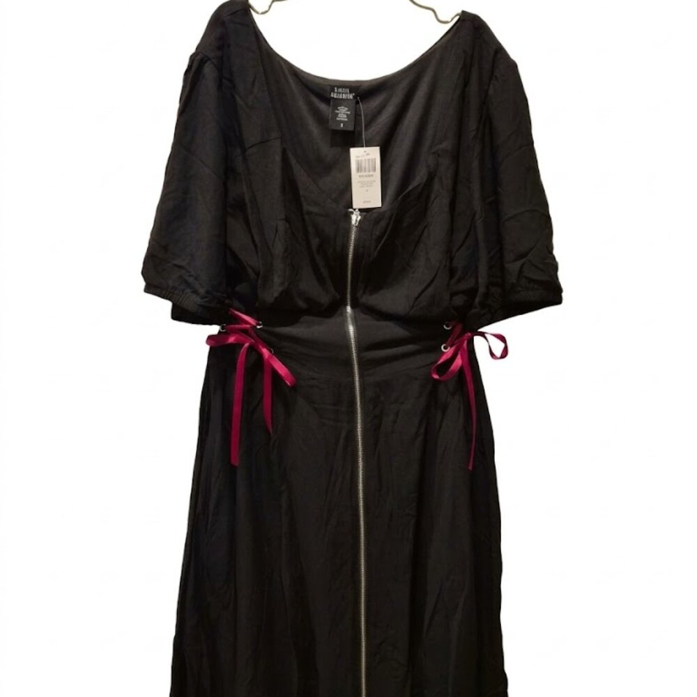 NWT Social Collision Black Zip-Front Lace-Up Dress